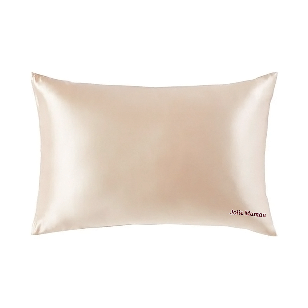 Champagne custom embroidered mulberry silk pillowcase