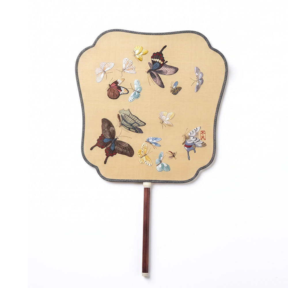 Traditional Chinese butterfly embroidered silk hand fan