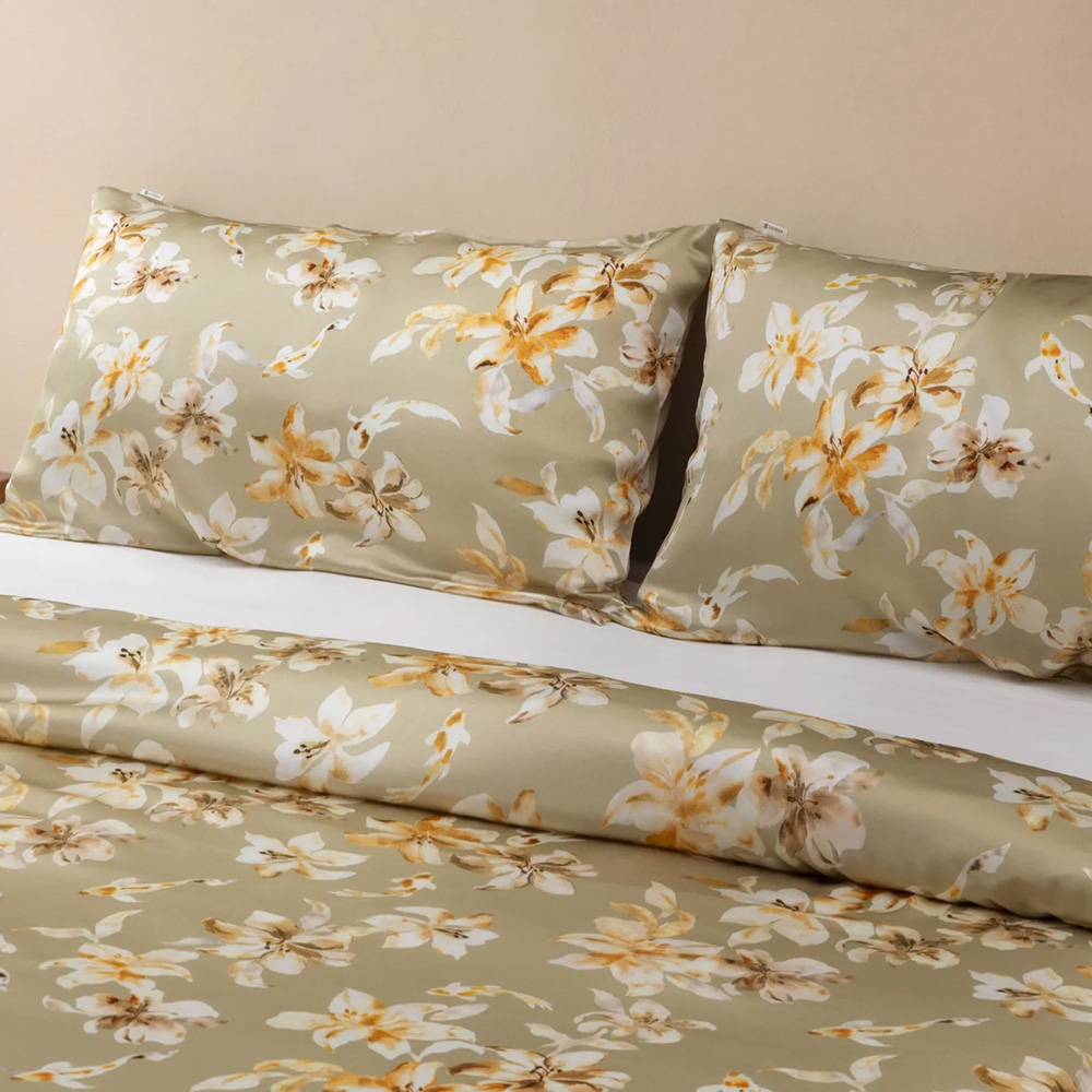 Floral printed silk pillowcases and bedding cover
