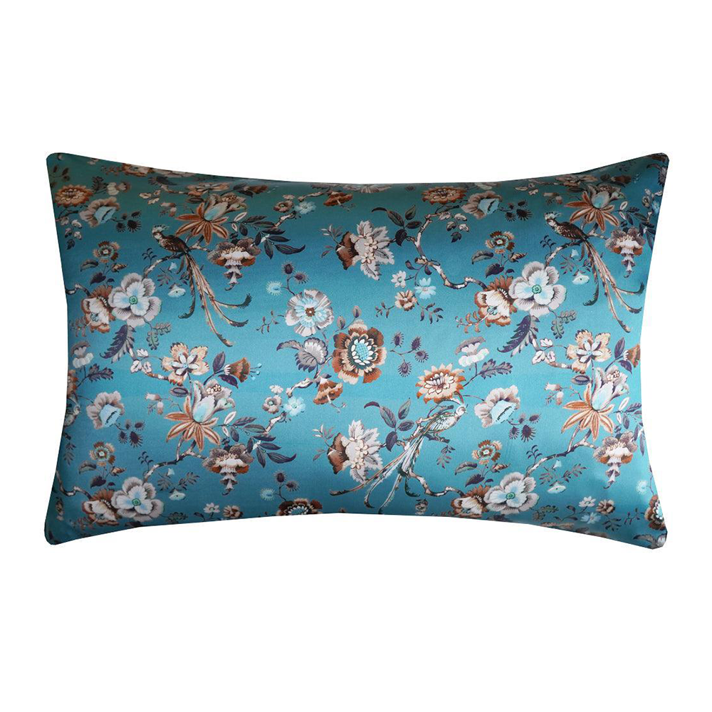 Custom floral printed 100% mulberry silk body pillowcase on white background
