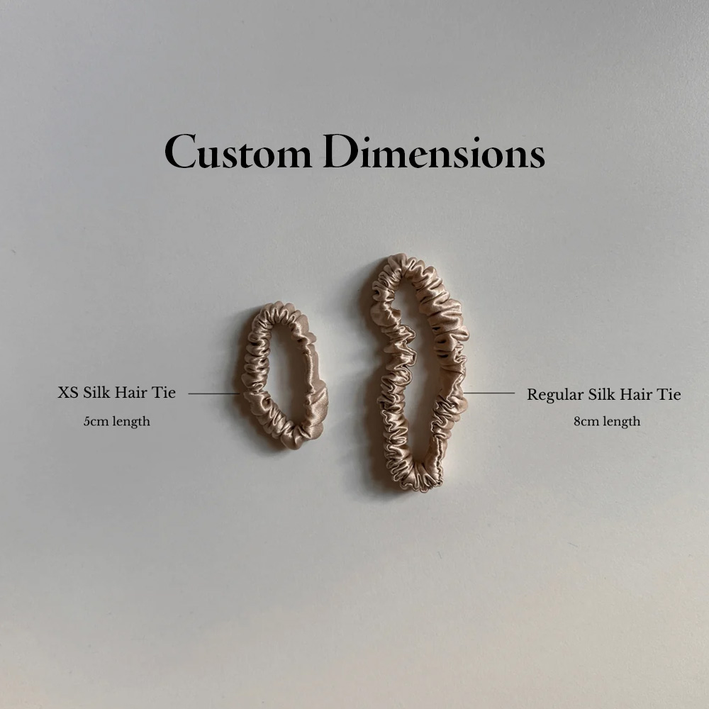 Custom dimension skinny silk hair ties comparison