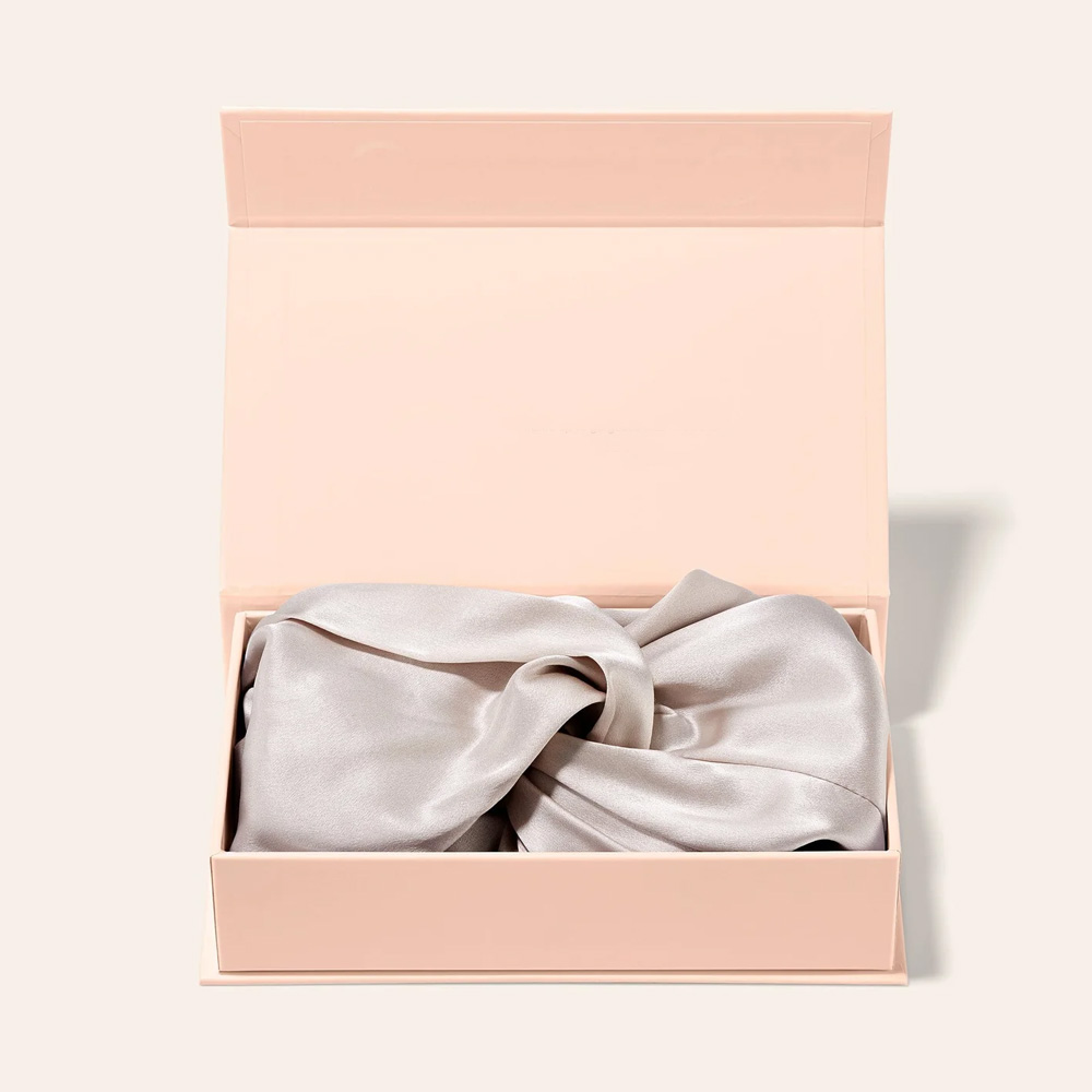 Mulberry silk headband in custom gift packaging box