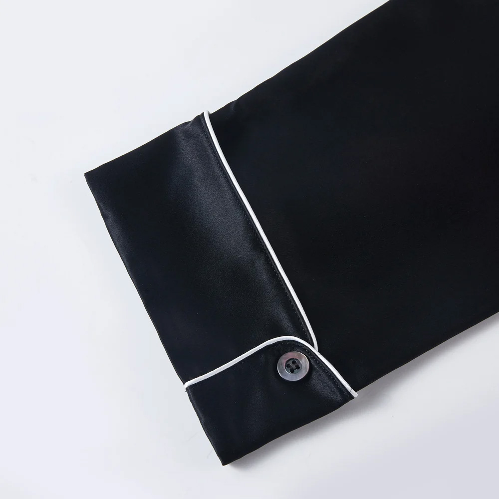 Sleeve cuff detail with button on men's silk pajama