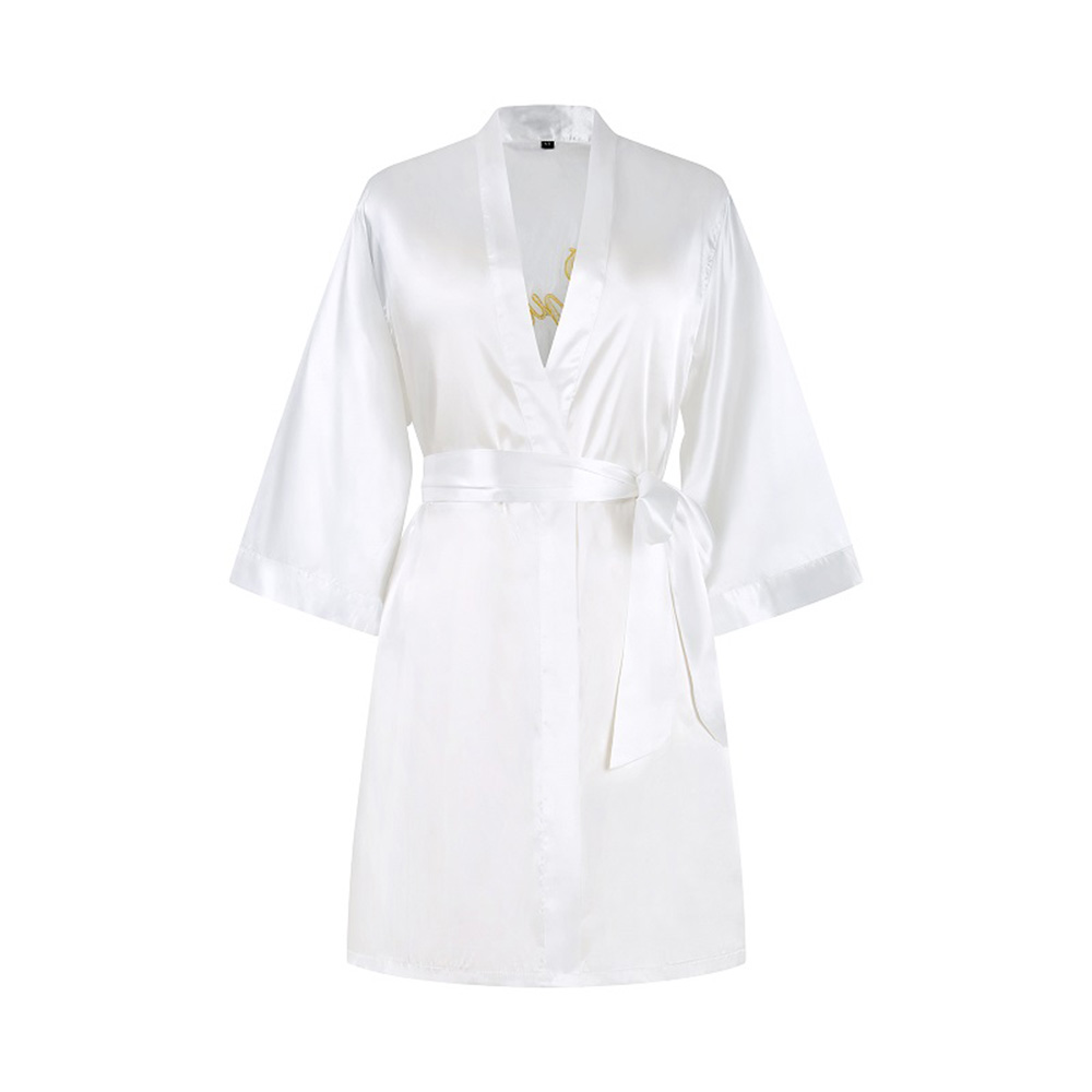 White short silk bridal kimono robe front view