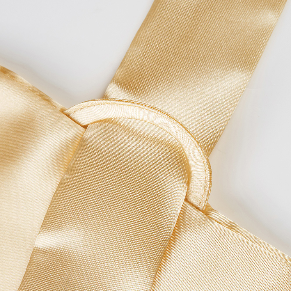 Waist belt loop and sash detail on silk bathrobe