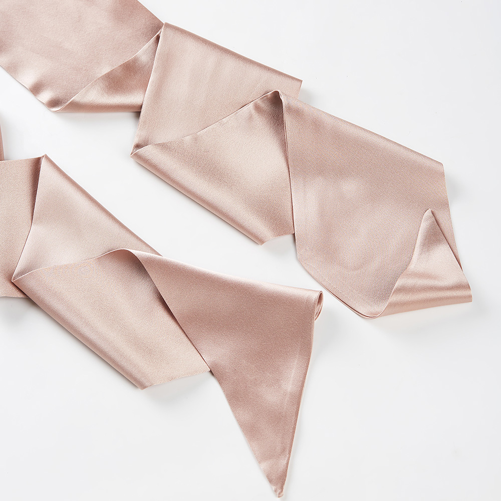 Matching light pink silk tie belt sash